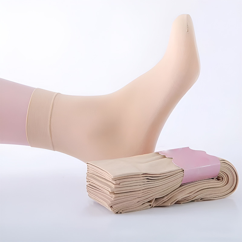 Breathable Socks Women Anti-Slip Mid Tube Silk Cotton Elastic Plain Stokings Stoking Wanita 短款丝袜