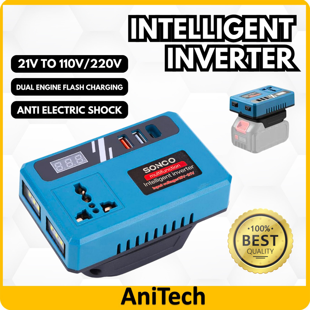 SONCO Portable Power Inverters for 20V Battery Inverter 20v to 220v Converter with Dual USB,AC Outlet and Type-C
