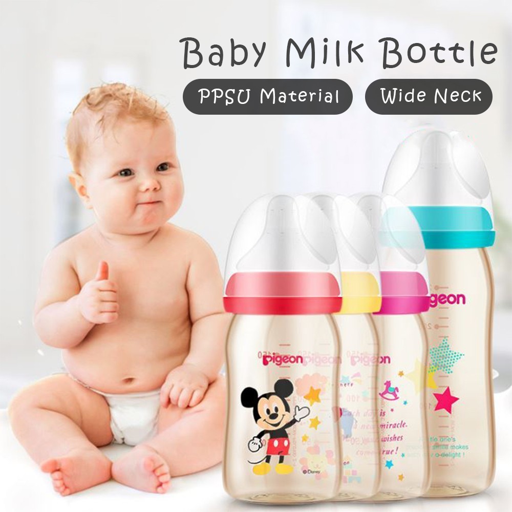 Pigeon Wide Neck milk bottle PPSU Bottle botol susu With Peristaltic Nipple-Ready Stock(160ml/5oz,240ml/8oz)