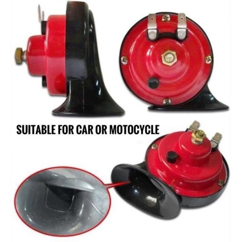 12V Car Horn Snail Horn High And Low Dual Tone Motorcycle Horn Hon Kereta