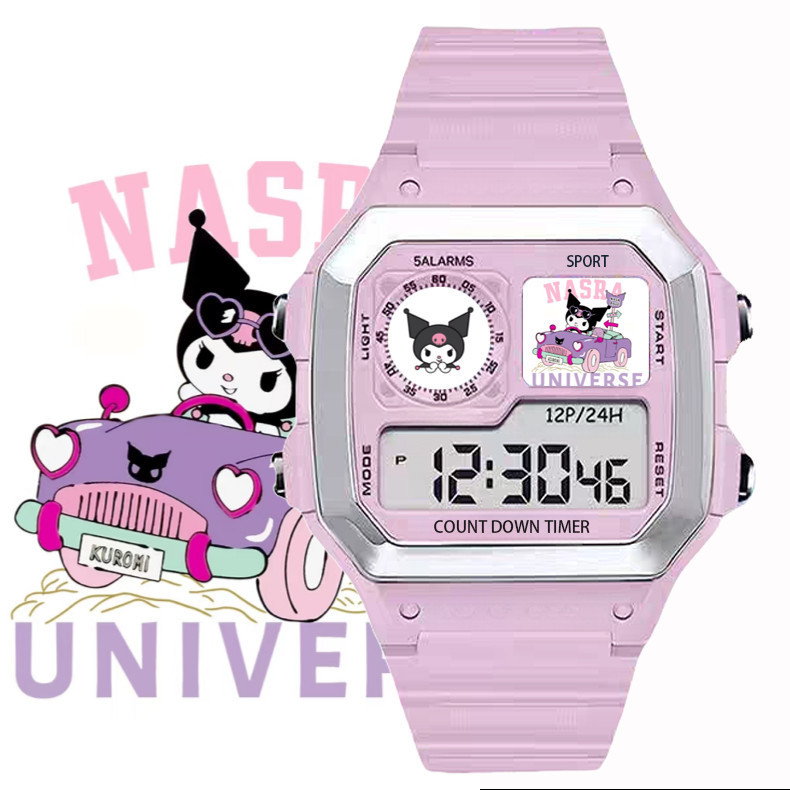 Sanrio Girl Watch, Kuromi Luminous Cartoon Student Stopwatch Electronic Watch, Daughter Birthday Gift