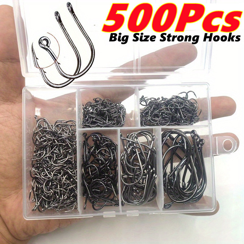 500 Pieces Set Strong Carbon Steel No. 3-22 Fishing Hooks  Single Circle Fishing Hook Fly Fishing Jip Barbed Carp Hooks Sea Tackle Accessories