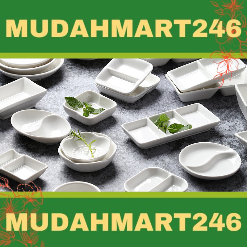 Pure white ceramic small dish commercial taste dish hot pot two grid three grid sauce dish soy sauce 料调味蘸料碟酱油醋