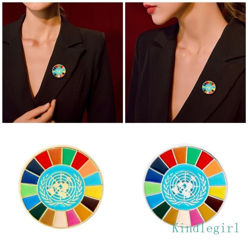 KING Sustainable Development Goals Rainbow Color Pin Handmade Enamel United Nations SDGs Brooch Alloy Clothing Decoratio