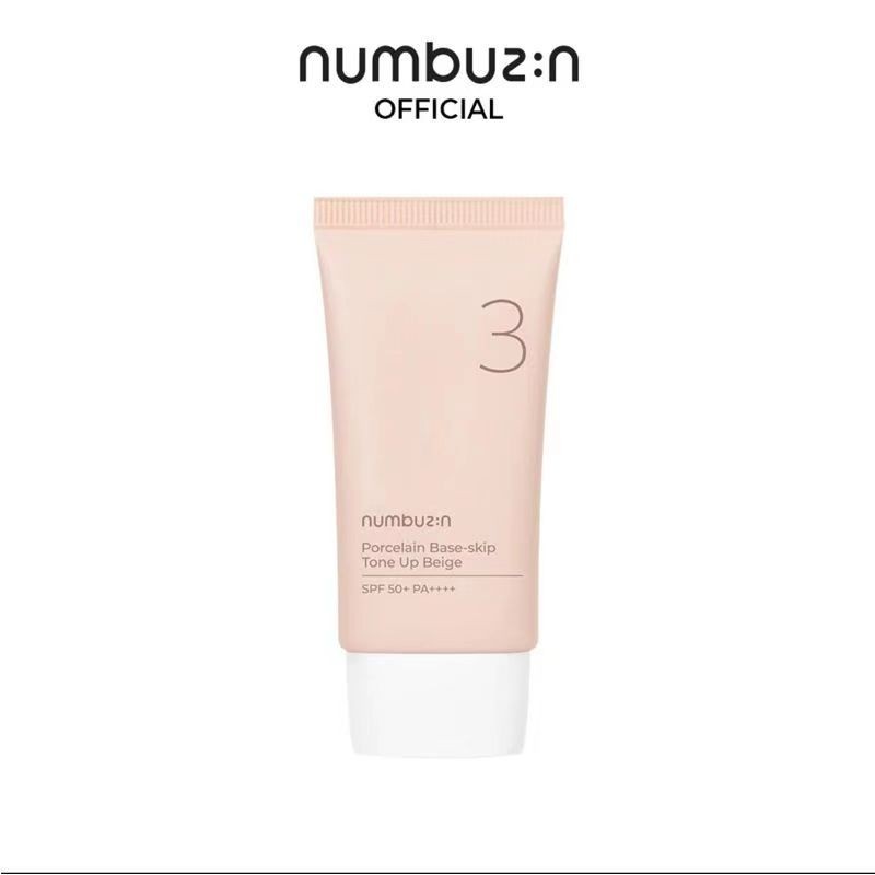 Numbuzin No.3 Porcelain Base-skip Tone Up Beige Sunscreen SPF50+ PA++++ 50ml数字3号陶瓷美肌素颜霜 Natural Nude Makeup Moisturizing and Brightening 50+ Sunscreen