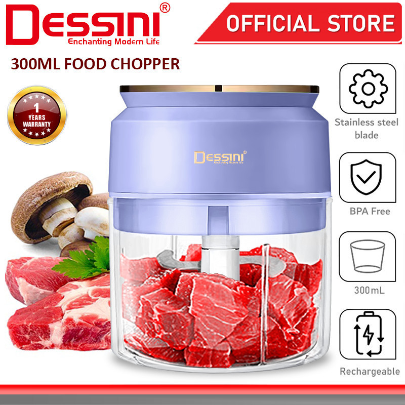 DESSINI ITALY 300mL USB Rechargeable Capsule Cutter Spin Chopper Blender Grinder Mixer Mincer Juicer Pengisar Pengadun