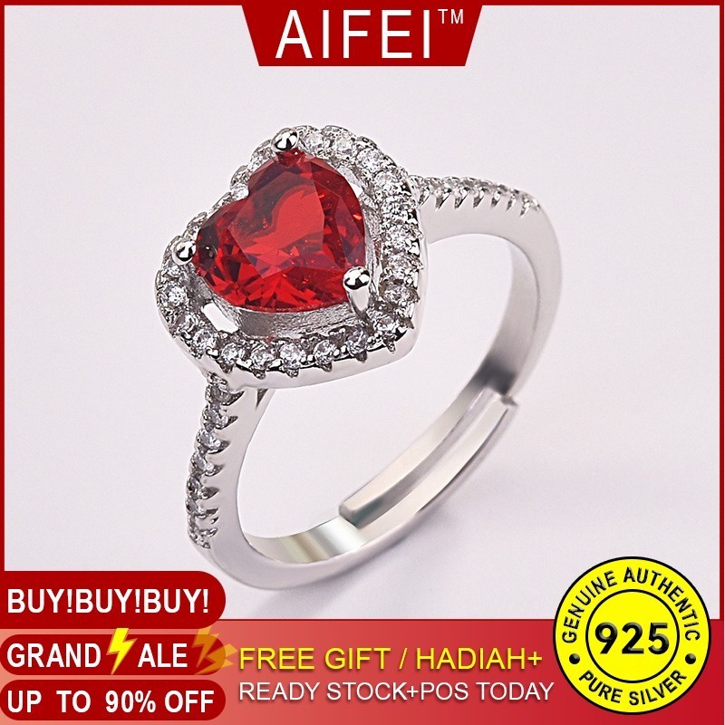 Best Selling European And American S925 Silver Jewelry Royal Red Heart Ruby Ring Female Colorful Gem Ring qu-3952