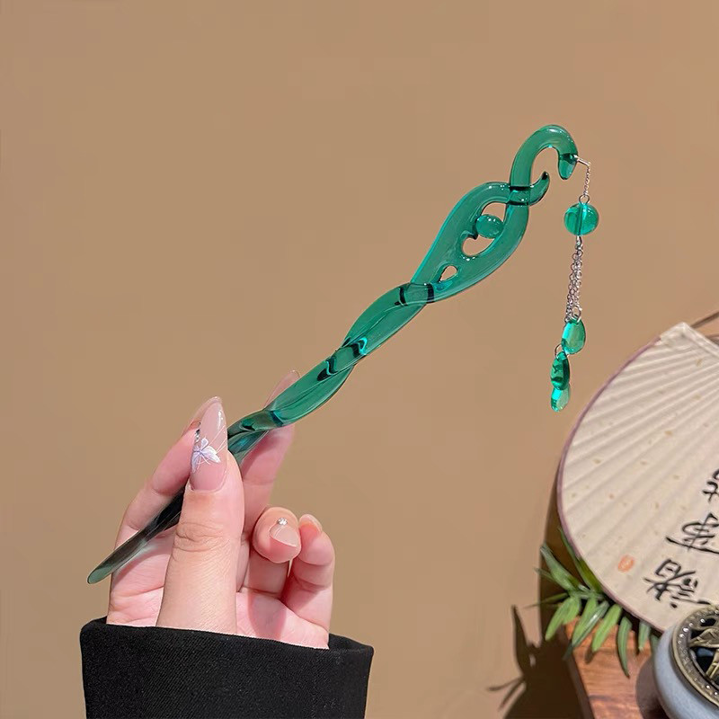 New Style White Snake Origin Same Style Tassel Hairpin White Lady Back Head Hair Antique Style Hairpin Hair Accessories