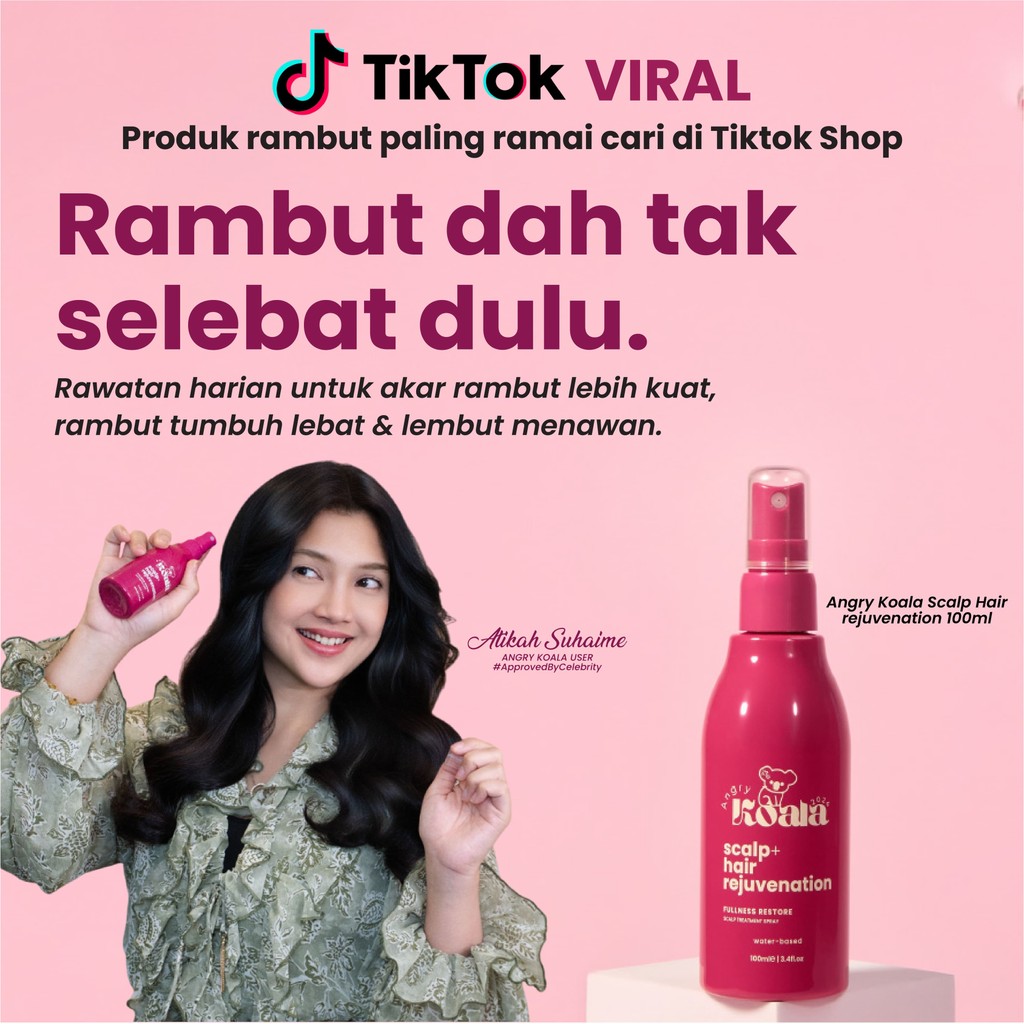 200,000 UNIT TERJUAL GLOBALLY‼️Angry Koala Hair tonic anti hair loss product rambut lebat 100ML