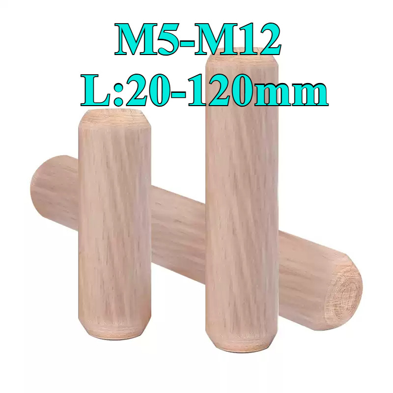 ((LXY) Dowel Pin/Wood Dowel Pin Wood Plug Wood Pin/Round Wooden Stick Wood Dowel DIY Arts Craft/Kayu Spin Sambung M5/M6/M8/M10/M12 (RM-MY-w)