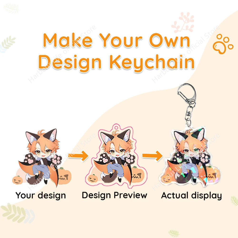 Custom Keychain Cartoon Acrylic Key Chain Photo Customized Anime Charms Hologram Clear Personalized Designer Car Keychains