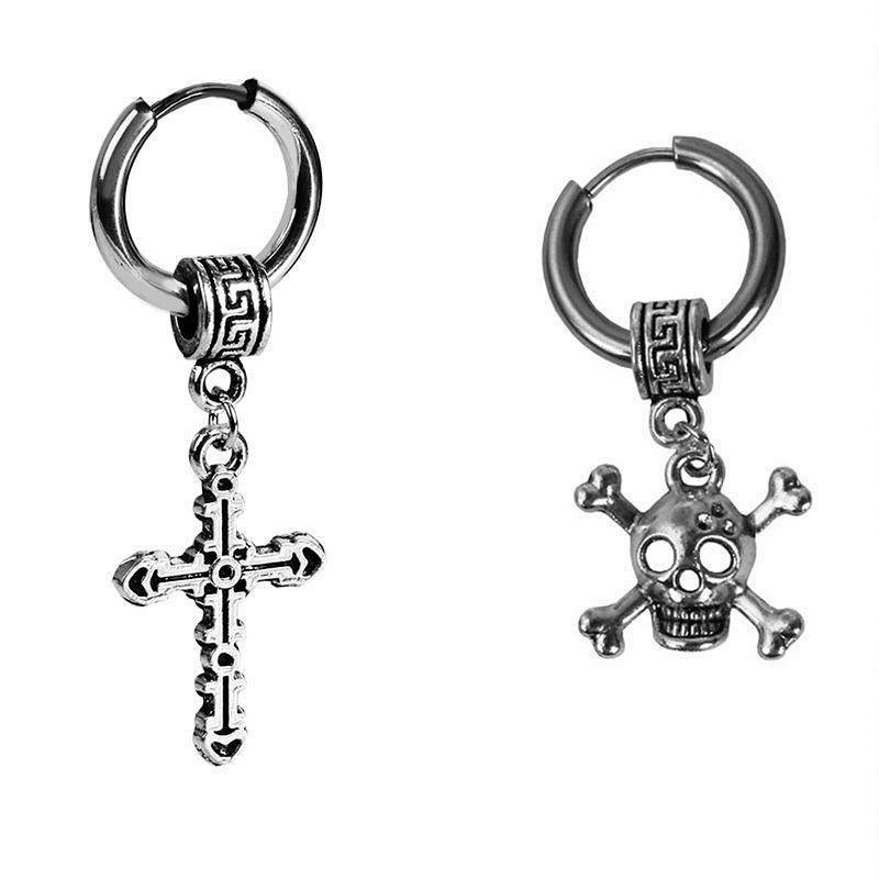 Vintage Cross Ring Titanium Steel Ear Studs Trendy Domineering Social Male and Female Students Single Trendy Fashion Joker Earrings iR2h