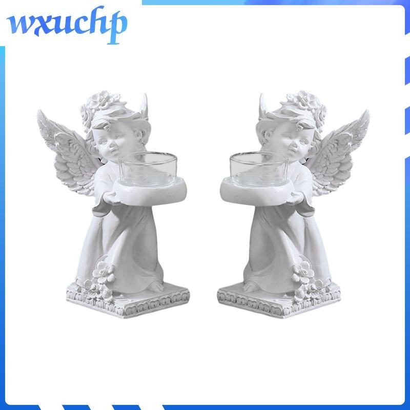 [wxuchp] Candle Holder, Candlestick Plate, Candelabra Decor, Remembrance Memory, Tea Light Holder, Angel Figurines for Party Wedding, Dinner Holiday