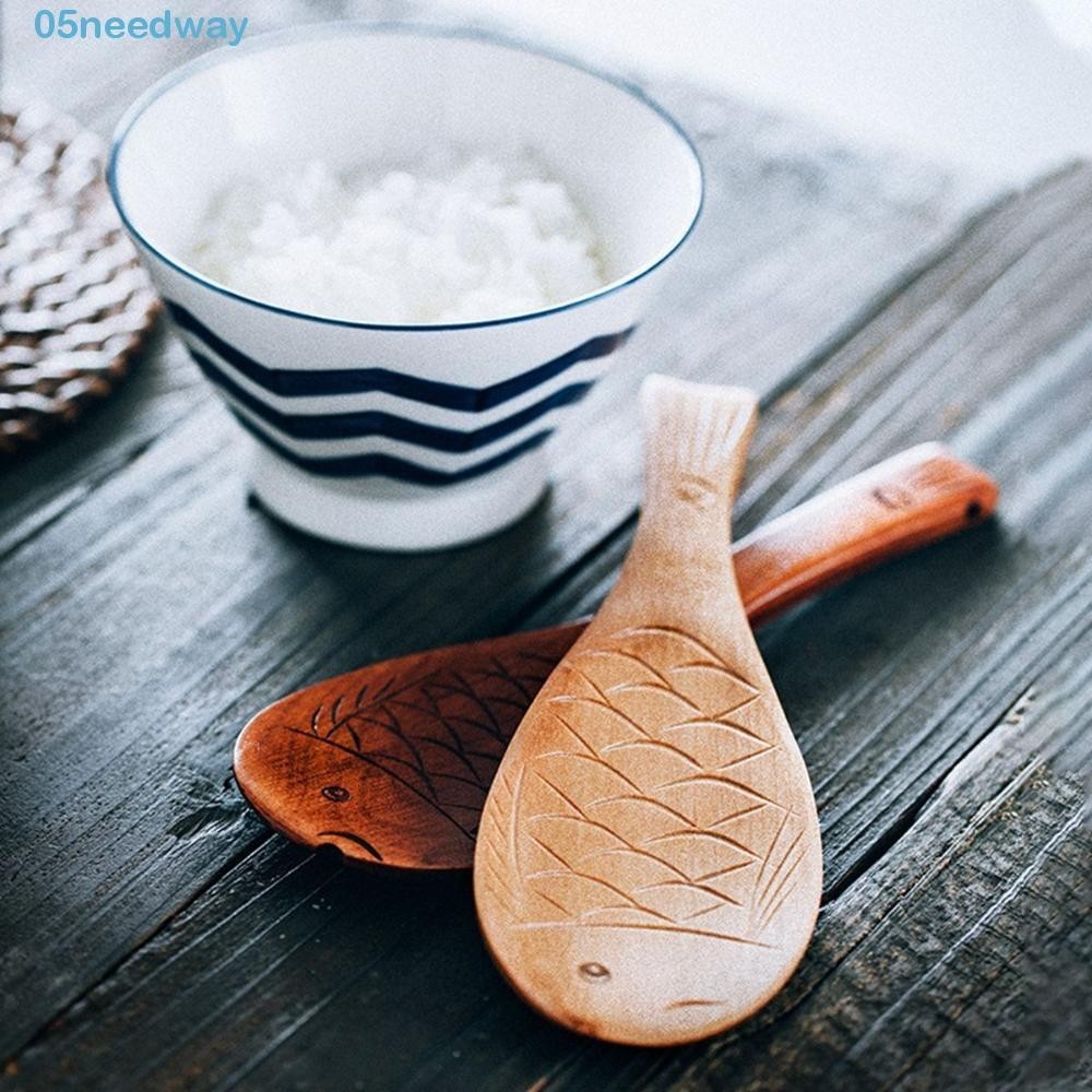 NEEDWAY Rice Paddle Tableware Cooking Wooden Easy To Clean Eco-friendly Natural Serving Spoons