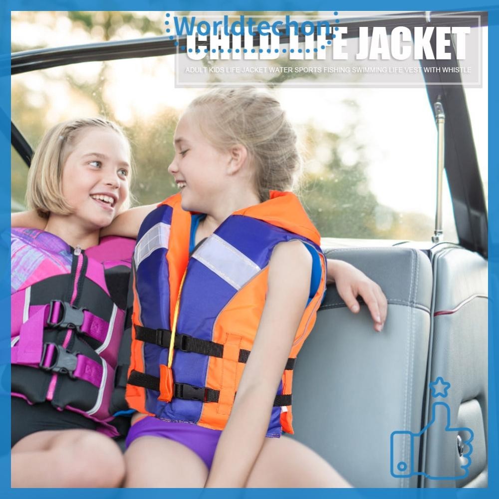 ღ worldtechon ღ Kids Life Vest with Whistle Reflective Strips Life Jacket for Fishing Boating Drifting Water Sports Water Safety Products