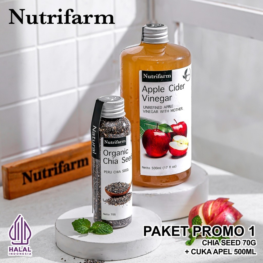 NUTRIFARM PAKET CUKA APEL 500ML DAN CHIA SEED 70GR