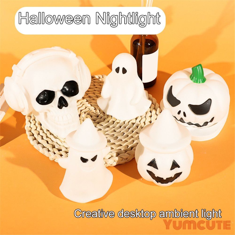 Ghost Lamp Child Friendly Halloween Pop Lighting LED Light Emitting Lamp Vinyl Lampshade Pumpkin Lamp Atmosphere Layout Pendant Cartoon Style Innovative Y