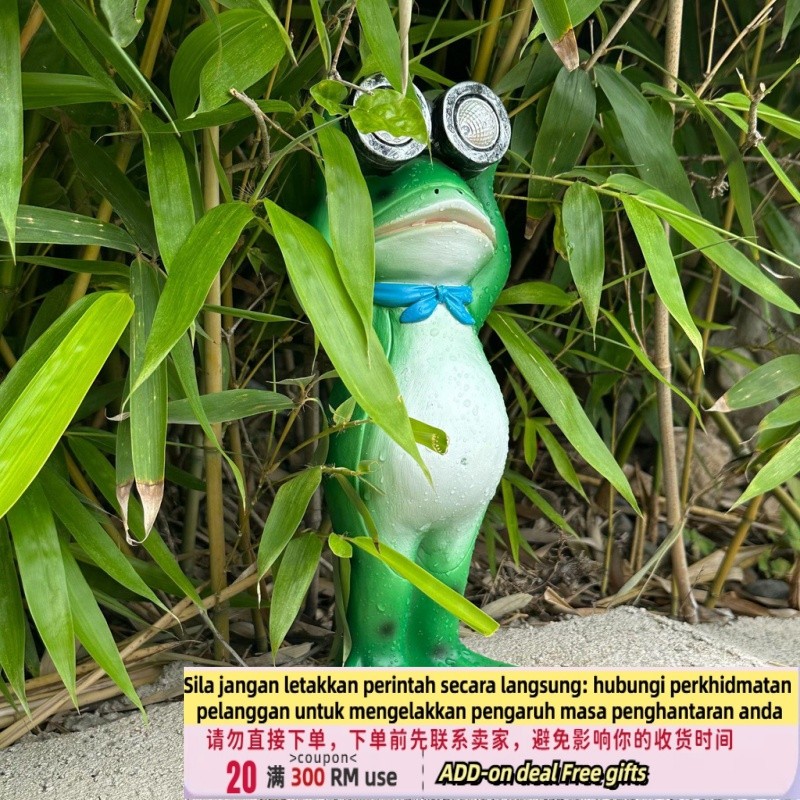 QMGarden Cute Little Frog Telescope Light Solar Electronic Night Light Garden Garden Floor Decoration Creative Decorati