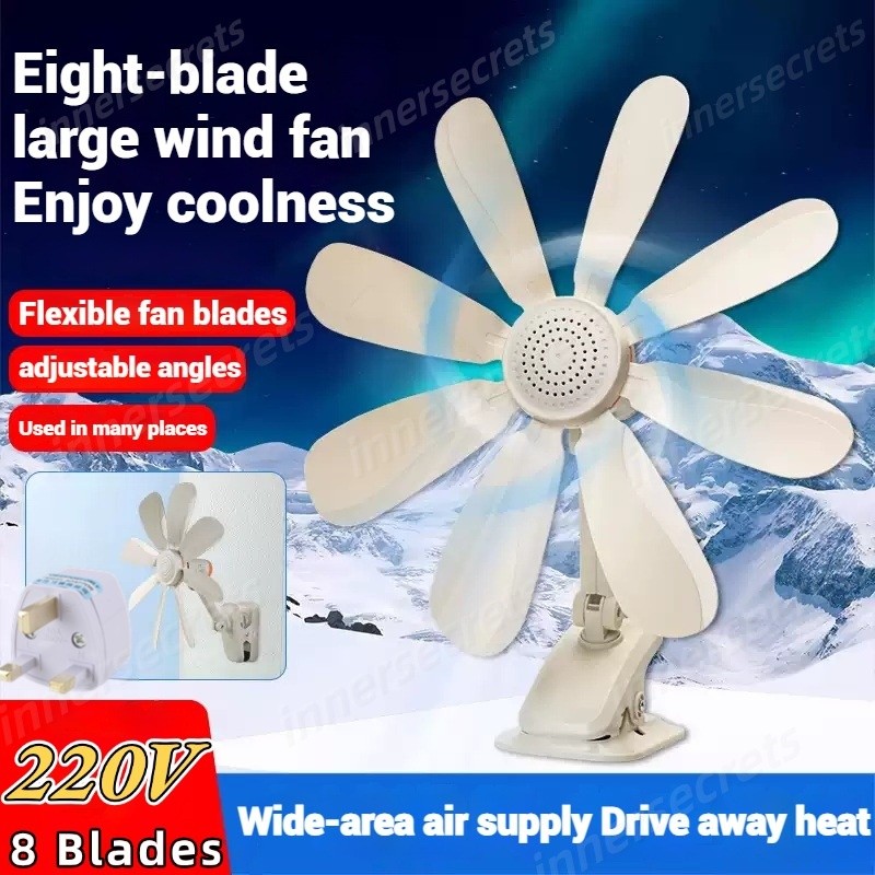 4 IN 1Portable 8 Soft Blades Adjustable Mini Fan 15W Table Clip Fan Wall Fan Upgraded Kipas Meja Kipas Dinding Clip Fan