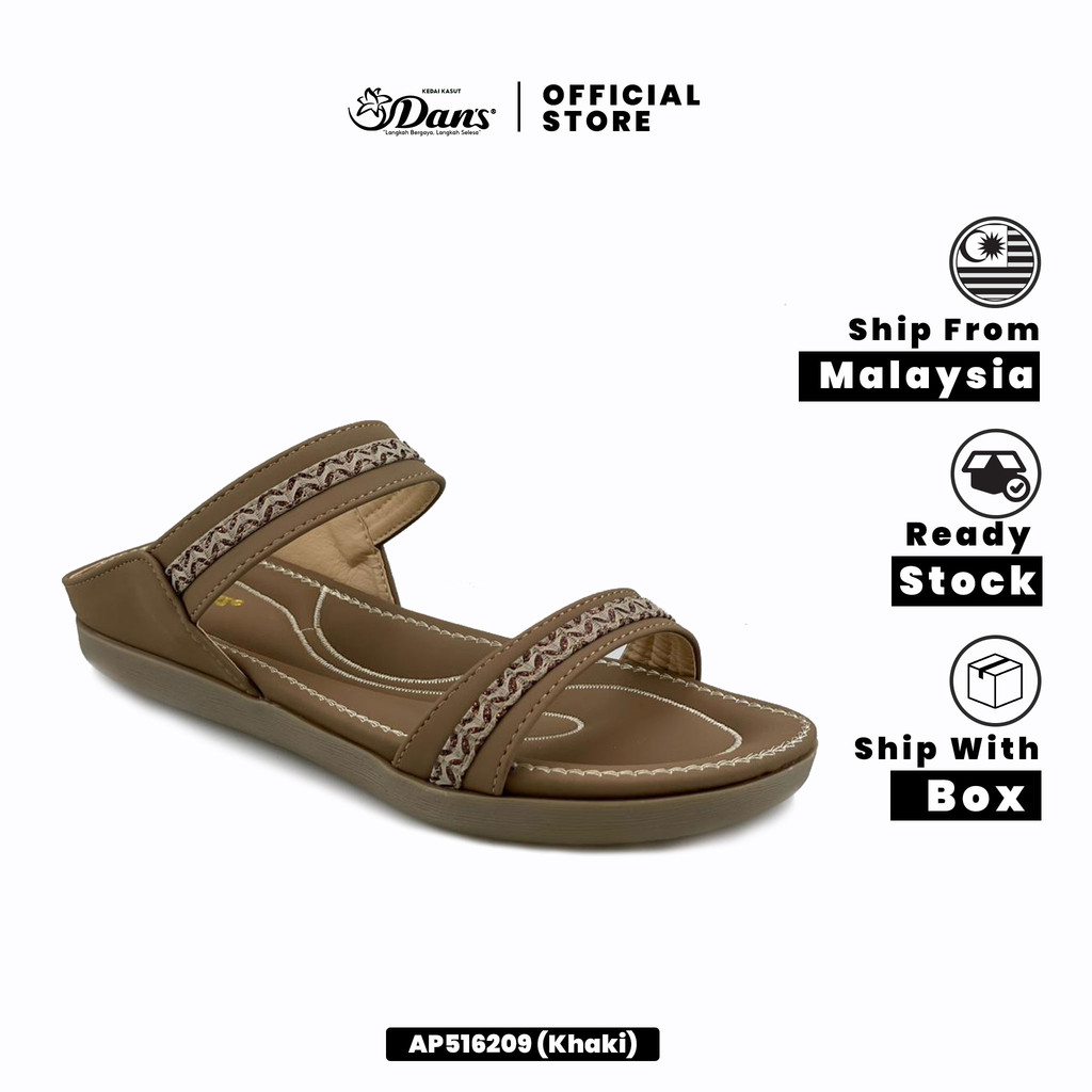 Dan's Selipar Ringan Wanita / Perempuan - Hitam / Khaki AP516209