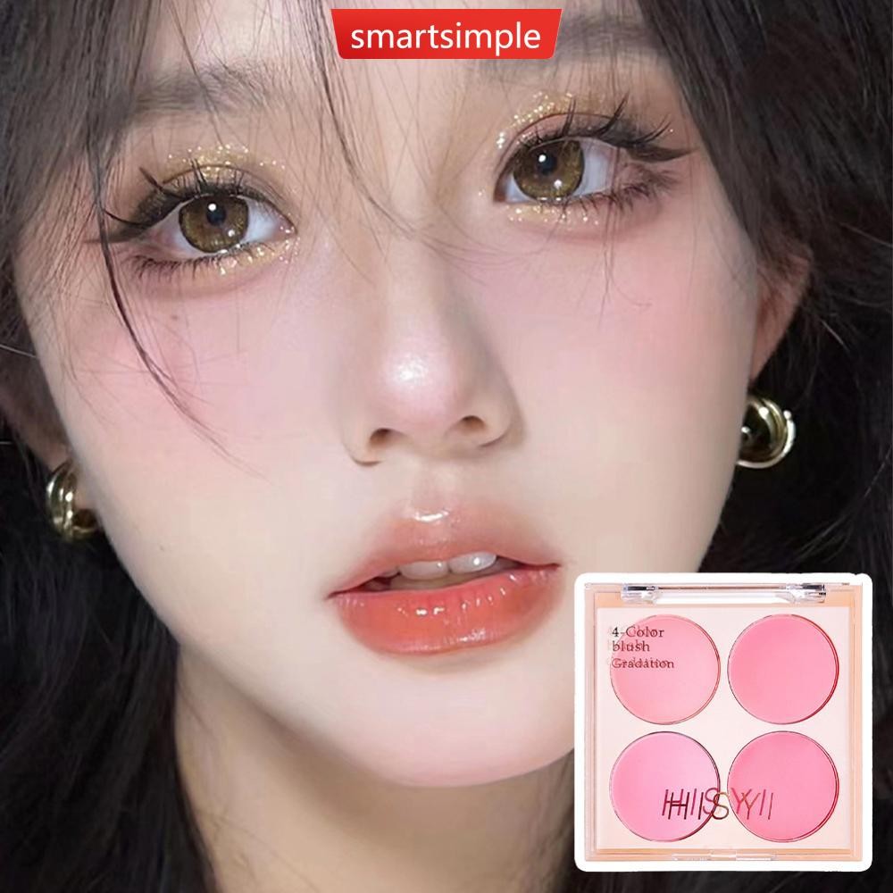 SMARTSIMPLE 4-color Blush Matte Brightening Peach Pink Coral Low Saturation Shrinking And Expanding Natural Contour Rouge Face Cosmetics P3Y1