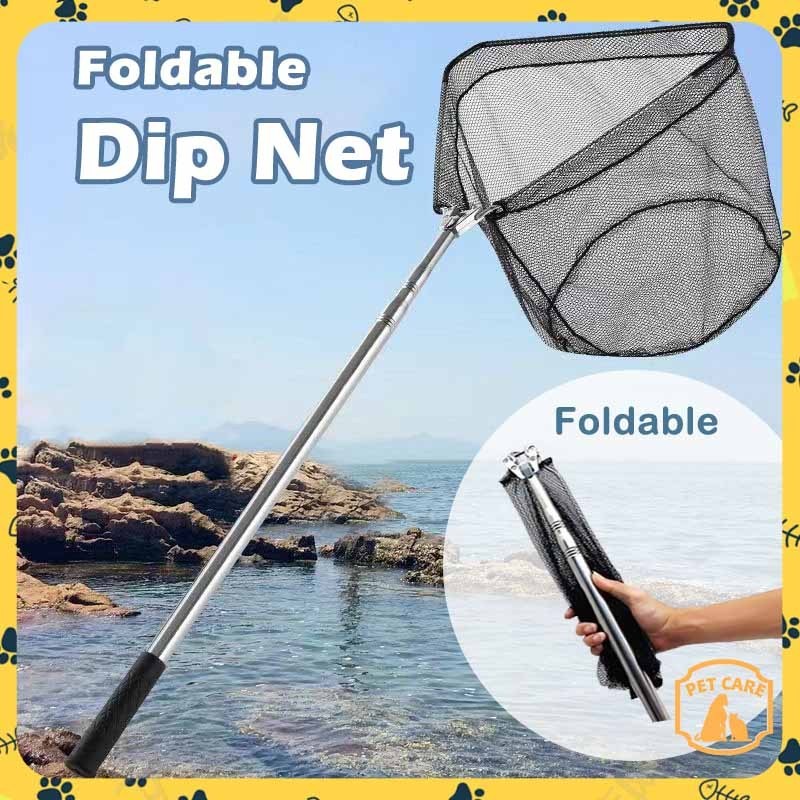 Foldable Fishing Net 4M Retractable Fishing Net Jala Jaring ikan Foldable Landing Net Pole Folding Peringkat Tali 渔网