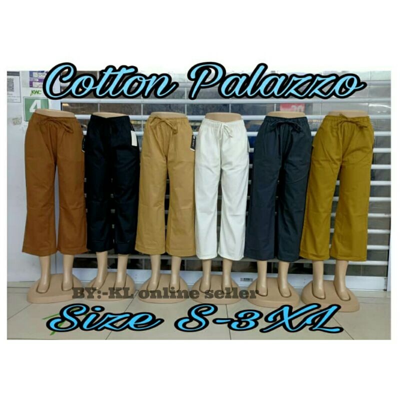 Cotton palazzo 2021 Baru. (size:-S-3XL) harga murah. offer dpt harga borong