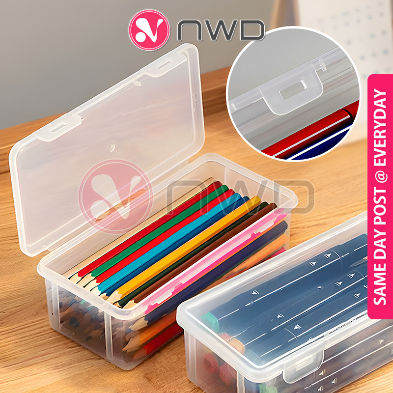 《 》 Transparent Stationery Storage Box Pencil Case Kotak Simpan Alat Tulis 文具收纳盒 NWD