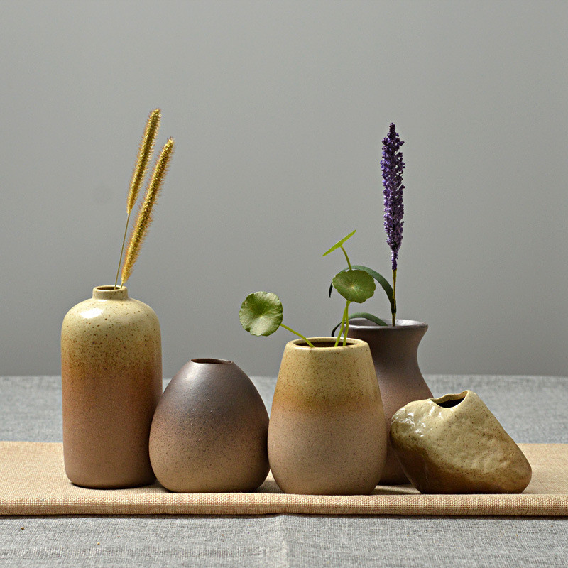 Ceramic Mini Vases – Handcrafted Rustic Matte Bud Vases for Home Decor, Table Centerpieces, or Dried Flowers – Wabi-Sabi Inspired Pottery in Natural Earth T