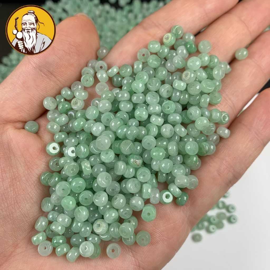 ((10 Pieces Price) Natural A Goods Jadeite Burmese Material Abacus Beads Jade Loose Beads Ice Jade Beads Small Jade Buckle Crafts Wholesale