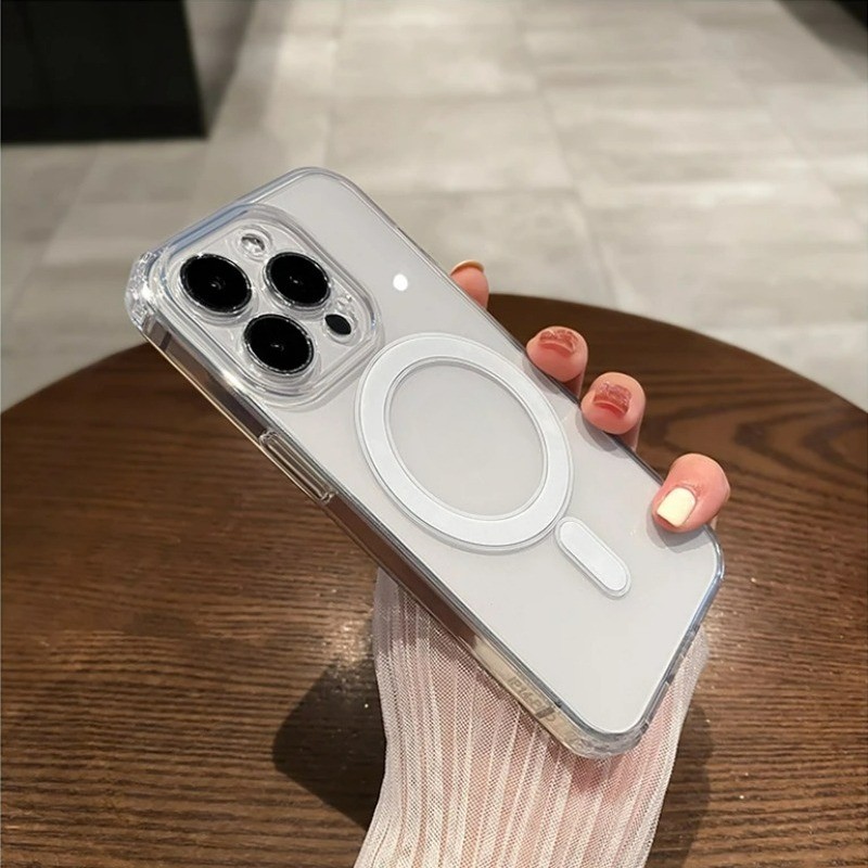 Luxury Magnetic Clear Phone Case For iPhone Air 17 16 15 Pro Max 16 E 14 13 12 11 Pro Max Plus X Xs XR Xs Max 7 8 Plus Mini Transparent Hard Shockproof Cover