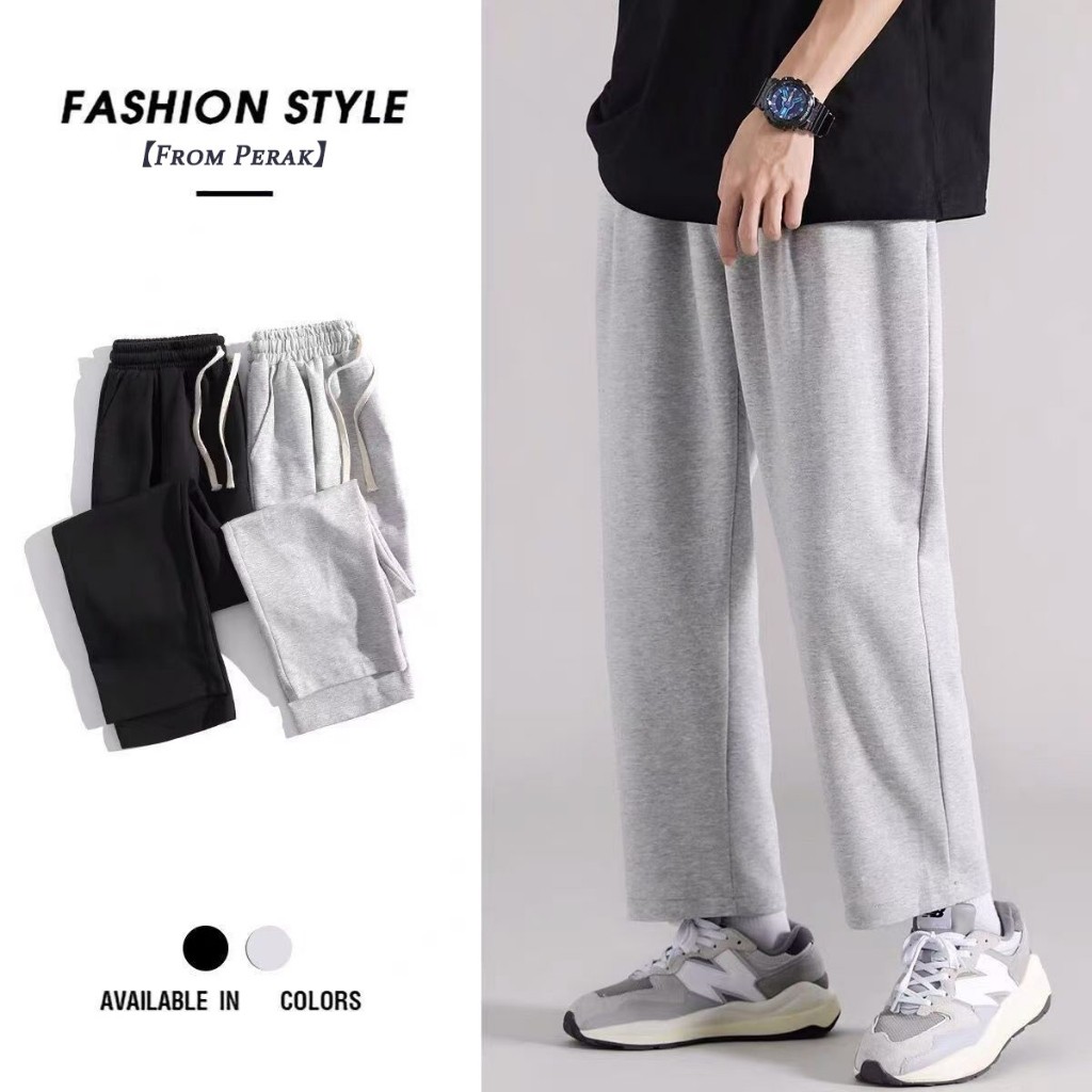【BeCoolMAN】Men's Summer Simple Solid Color Sports Pants Street Seluar lurus warna pepejal lelaki Shipped From Johor