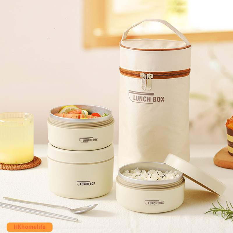 korean thermos lunch box stainless steel with bag for baby kids office bento lunch box with bag 保溫飯盒 上班族