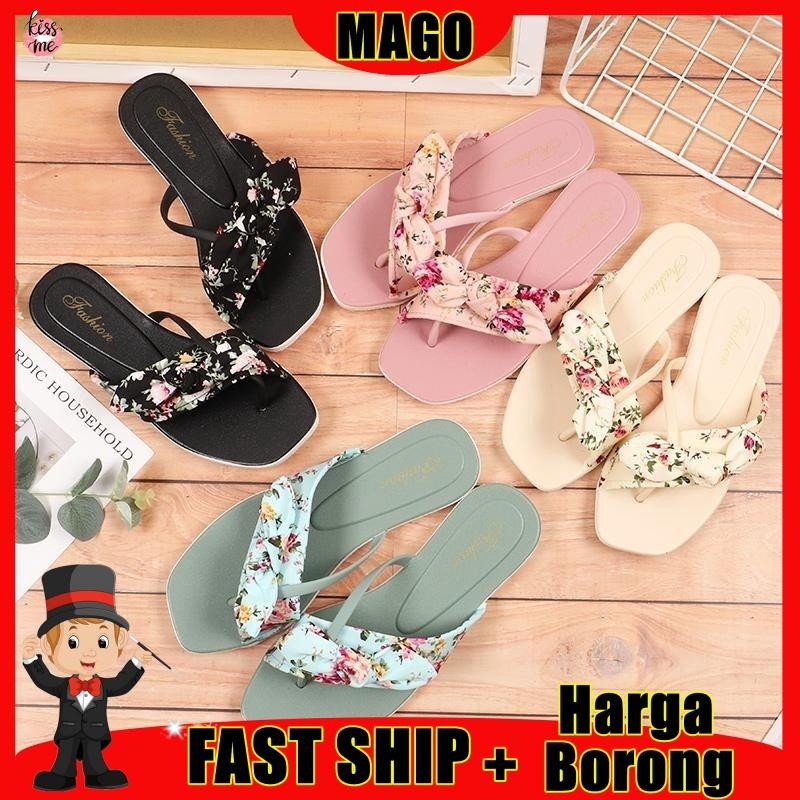 Ja3 READY STOCK!! Mago Woman Flower flat jelly sandal comfortable Slippers Sandal Selipar perempuan wanita (8812R)