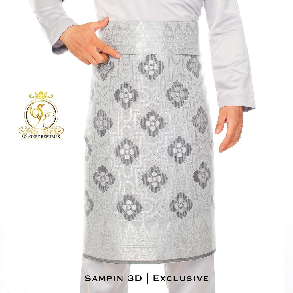 Songket Republik Sampin 3d Exclusive Tenun Asli Grey Samping Lelaki Raya 2025 Murah Viral