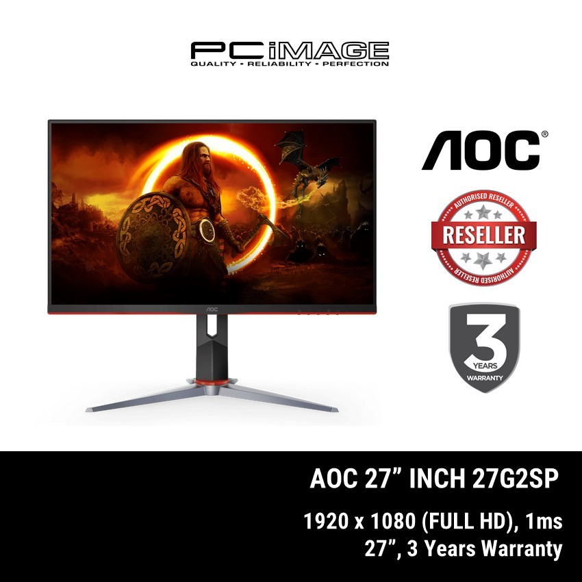 AOC 27G2SP 27" FULL HD 165Hz Gaming Monitor ( DP, HDMI, 3 Yrs Warranty )