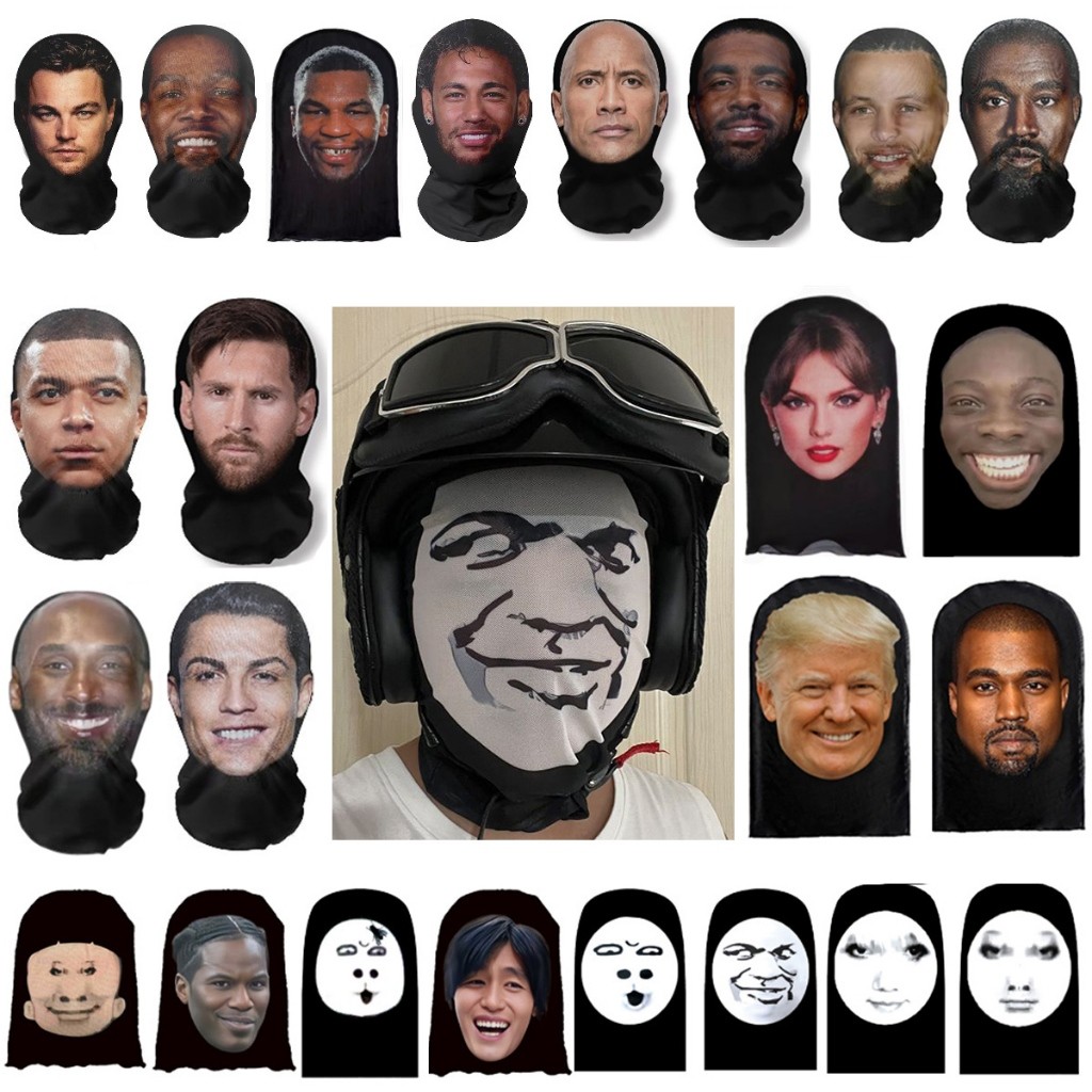 Elastic Mesh Full 3D Funny Facial Mask Seamless CR7 Ronaldo Kanye Taylor Swift Printed Mask Helmet Role Play