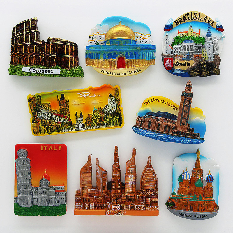 3D fridge magnet magnetic refrigerator Rome Colosseum Dubai Slovakia Israel Dubai Italy tourism souvenir home decoration sticker