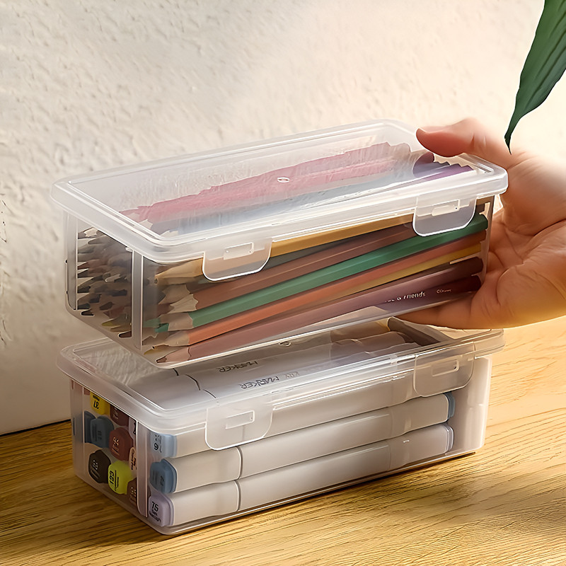 Transparent Large Stationery Storage Box Pencil Cases School Supplies Kotak Simpan Alat Tulis 文具收纳盒