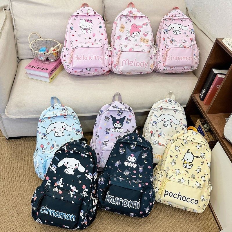 [LIME] Ready Stock Kuromi Melody Schoolbag Junior High School Backpack Cute Lightweight Travel University Large-Capacity Backpack Leisure Cartoon Backpack Kuromi Merchandise Student Stationery Student Schoolbag Student Gift