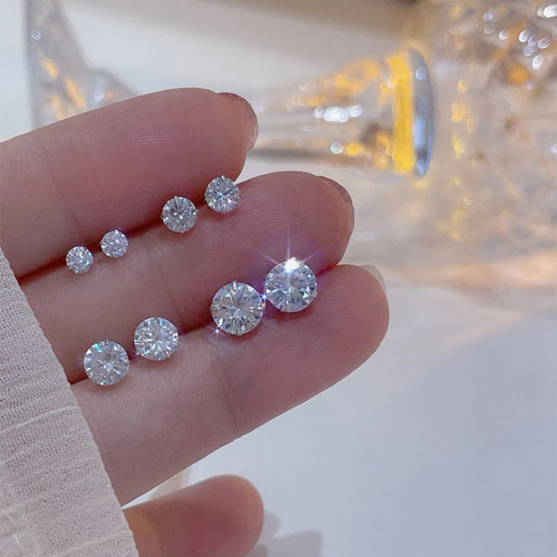 S925 Sterling Silver 3mm4mm Zircon Earrings Simple Fashion Earrings Jewelry Male Female Student Gift