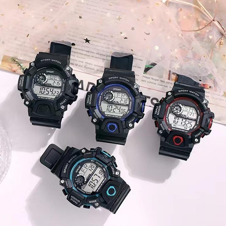 New round electronic watch for men, multifunctional sports, waterproof