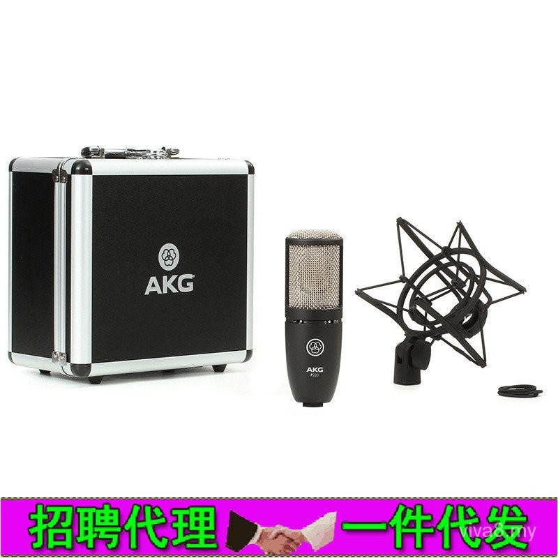 AKG/Ai Technology P220 penyanyi utama rakaman vokal langsung mikrofon tembaga instrumen mikrofon kapasiti