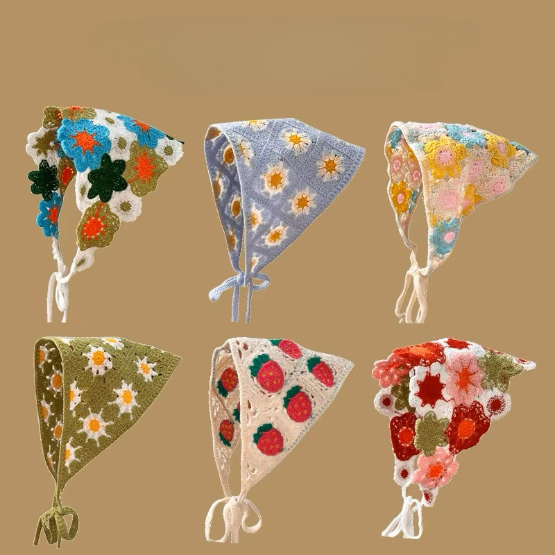 Colorful Triangle Turban Head Kerchief Cotton Hair Bandana Headwear Hair Scarves
