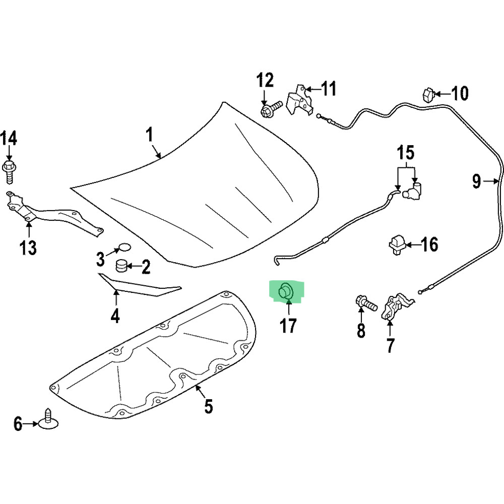 909210233 Genuine Subaru BRZ ZD8 Hood Stay Grommet Toyota GR86 Front Bonnet Stay Rod