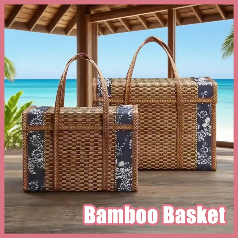 Foldable Bamboo Rattan Woven Picnic Basket Handheld Basket Portable Storage Vegetable Organizer