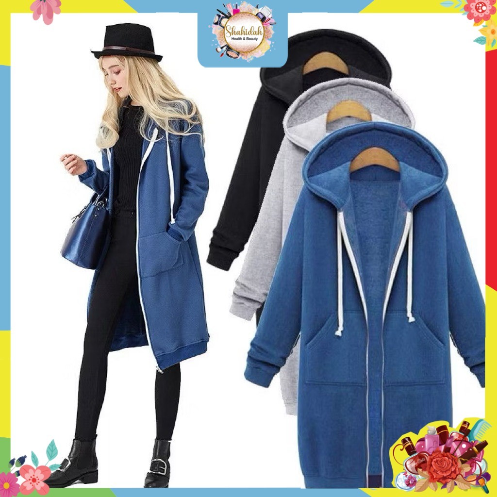 Women Hoodie Dress Plus Size New Women Plus Size Jacket Loose women's Hoodie zip up labuh jaket university style