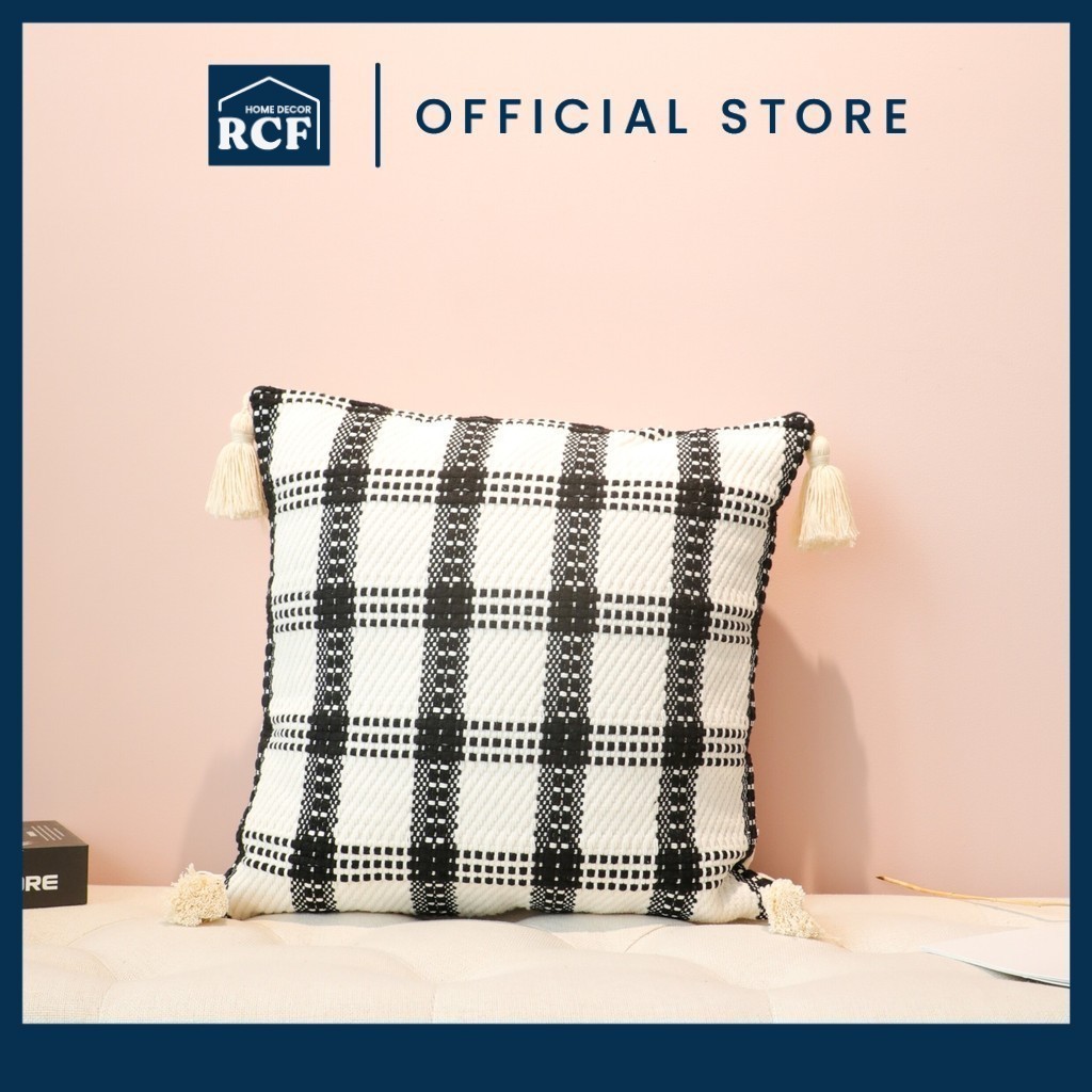 RCF 45X45CM Plaid Jacquard Upholstery Fabric Decorative Pillow | Bantal Hiasan Fabrik Jacquard 45X45CM