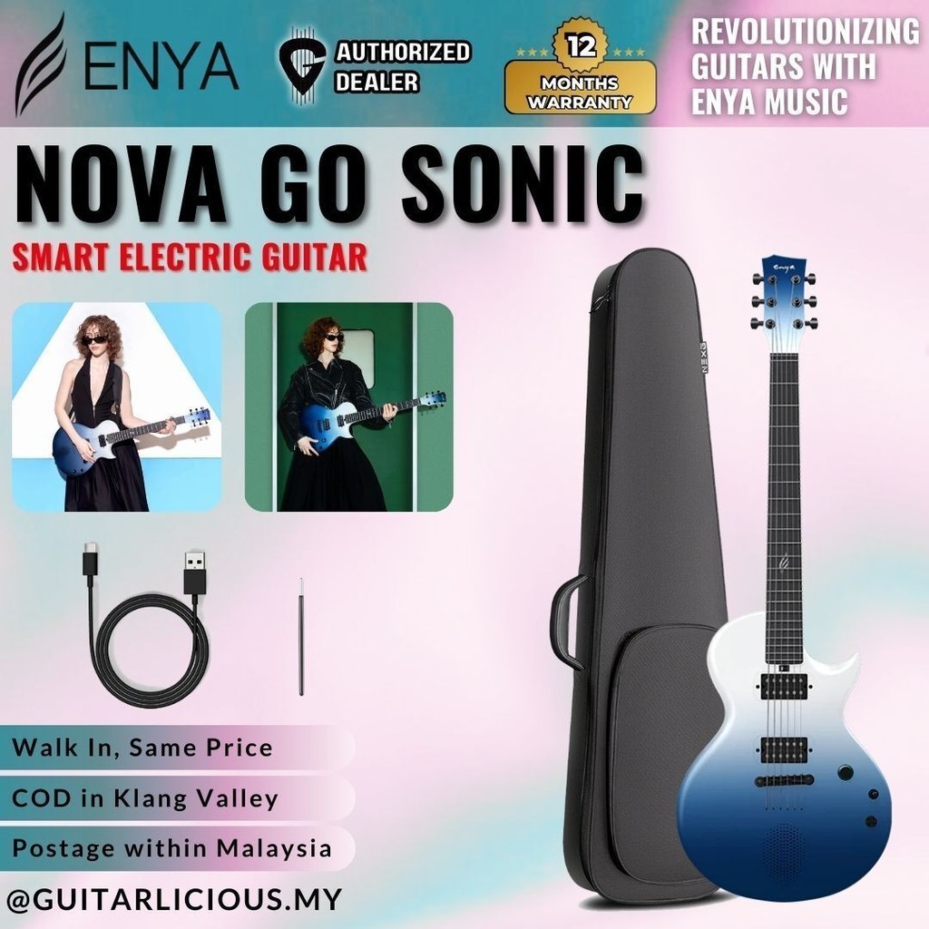 Enya Nova Go Sonic Carbon Fiber composite Electric Guitar with Built In Speaker - Ocean Blue ( Sonic-OBL / Go-Sonic )