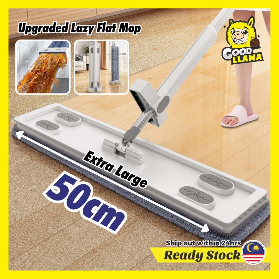 Good Llama 50CM NEW Upgraded Hand Free Self Wash Squeeze Dry 360 Spin Rotating Lazy Flat Mop Lantai Baru Extended Mop